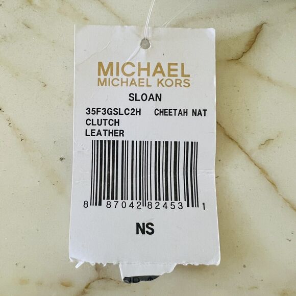 MICHAEL KORS Sloan Cheetah Natural Leather Clutch Bag - Picture 10 of 10